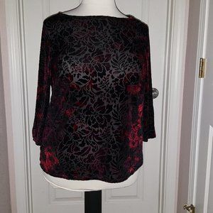 Roz & Ali Velvet Burnout Top - Sz 2X